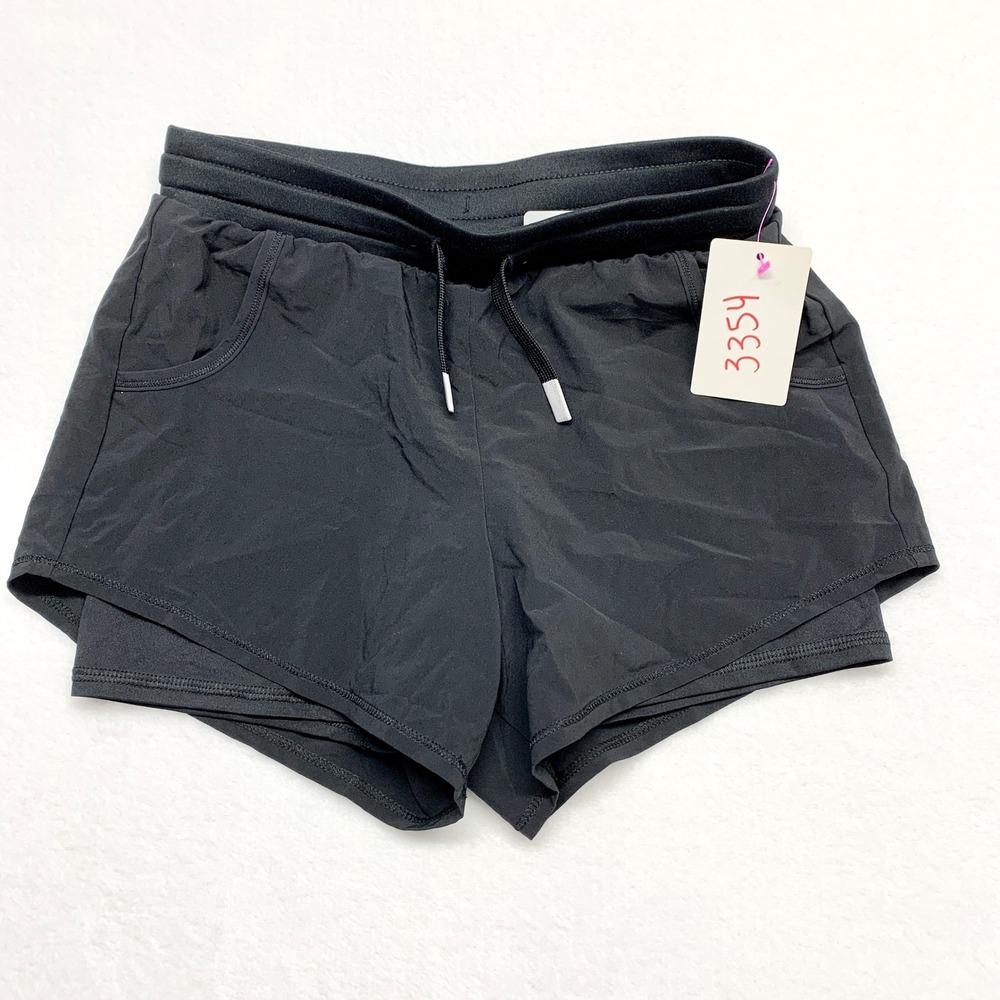 All in Motion 2-in-1 Athletic Shorts Girls Size L 10/12 Black Active Gym Spandex